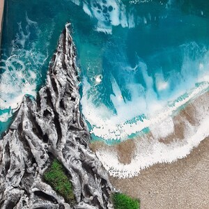 3D hars zeegezicht, oceaan hars kunst, aangepaste maten originele kunst aan de muur, grote oceaan golf hars kunst, zee hars kunst aan de muur, Fine Art Ocean schilderij