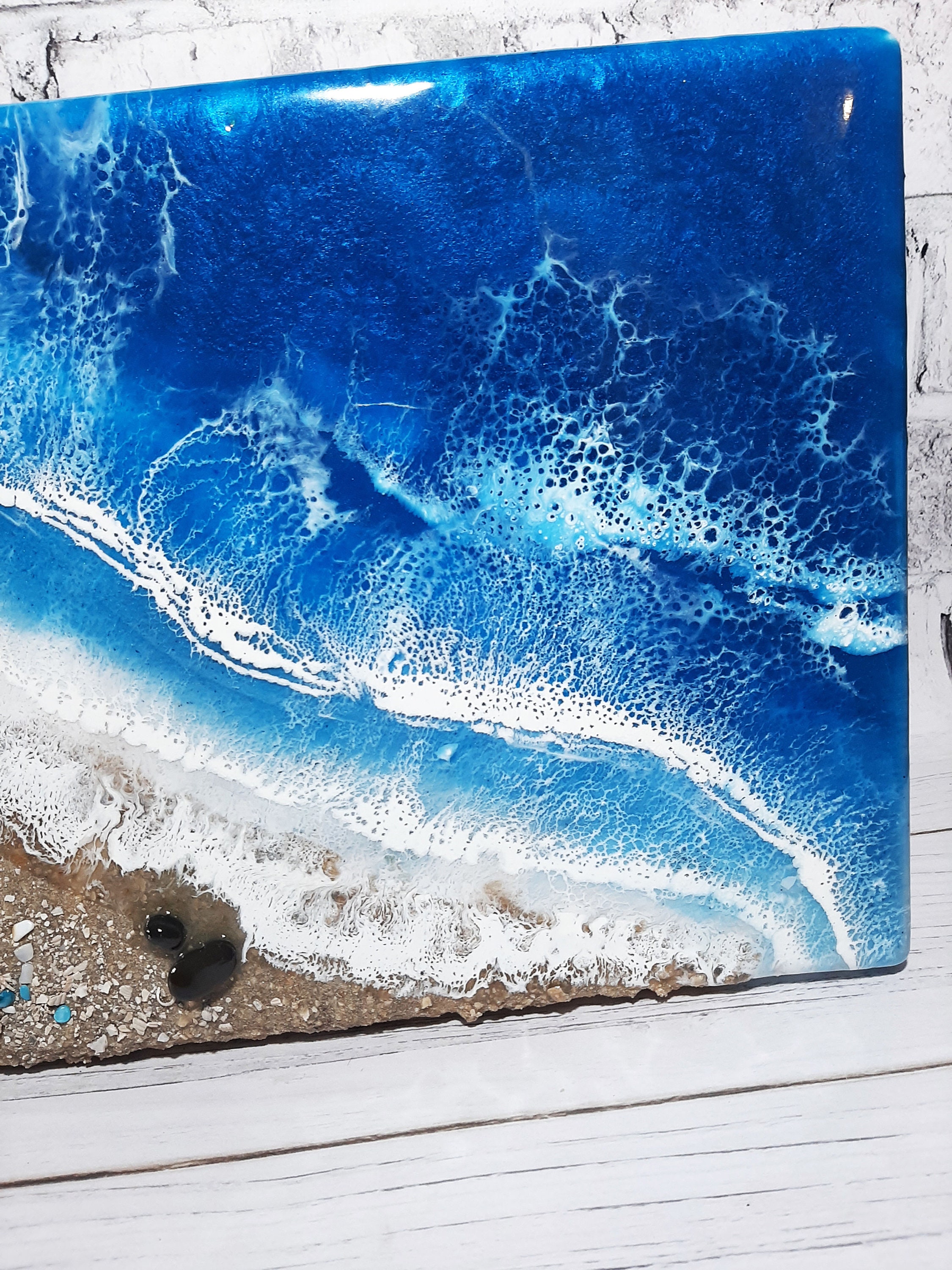 3D Ocean Resin Art Seascape Beach Painting Wave Wall Decor Etsy UK