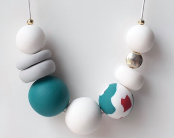 Perles colliers vert déclaration Chunky collier moderne collier de perles bijoux géométriques rond bijoux polymère cadeau