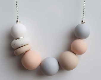 Modern Chunky necklace, Polymer clay necklace, Pastel Beaded necklace, Minimal jewelry, Statement necklace geometric gift