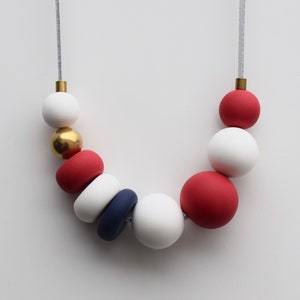 Navy Chunky necklace, Urban necklace, Blue Statement necklace, Beaded jewelry, Geometric necklace, Modern jewelry, Clay Marine necklace