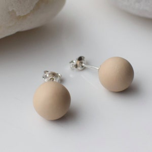 Stud earrings, Cream Minimal earrings, Pastel Ball earrings, Polymer clay earring, Stud Bead earrings, Simple Everyday earrings Gift for her