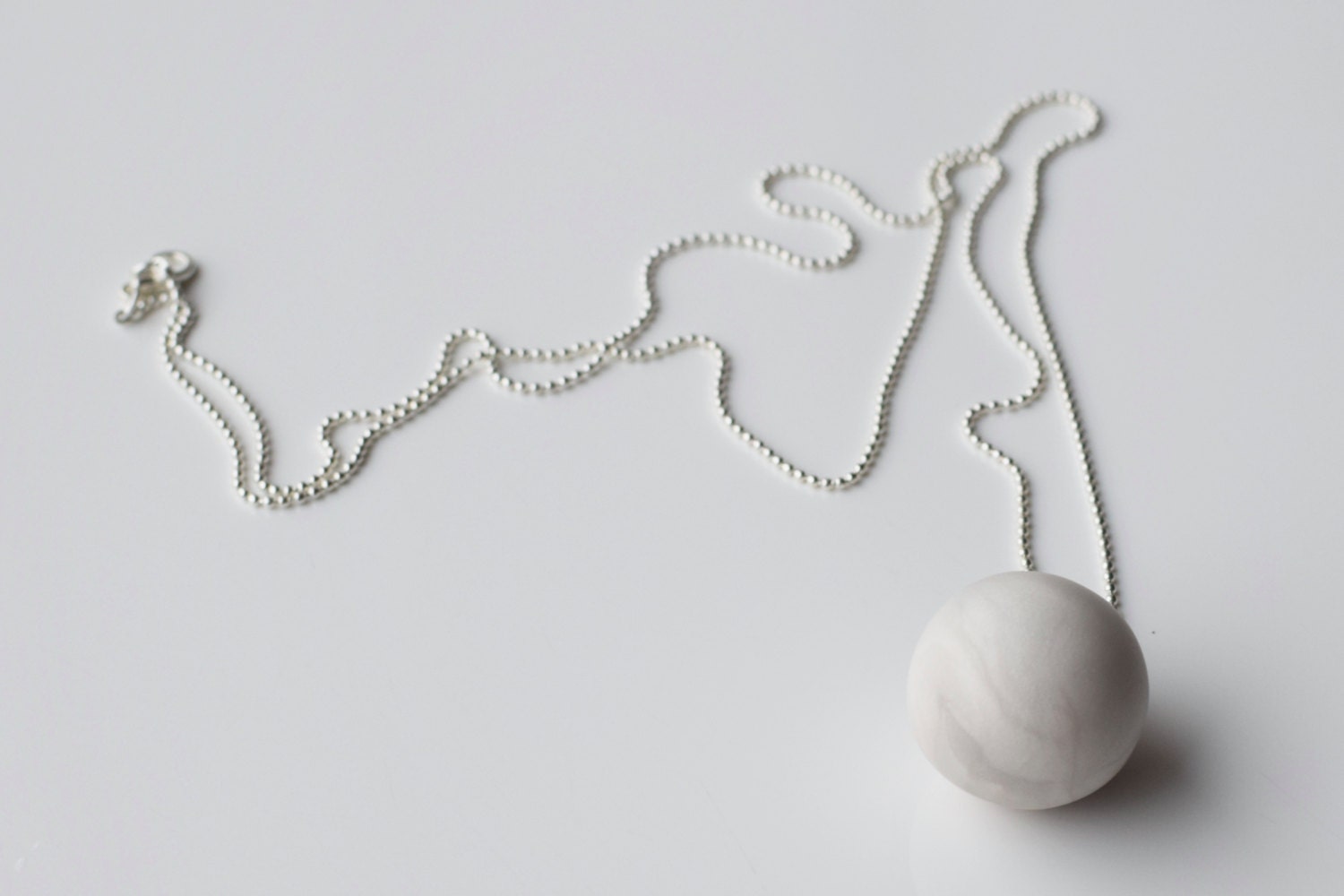Modern Pendant Necklace White Ball Necklace Polymer Clay Etsy