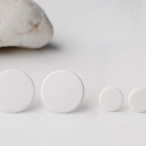 White studs, matte white earrings, small round earrings, matte white studs, disk earrings, white stud earrings, ball earrings, posts studs image 2