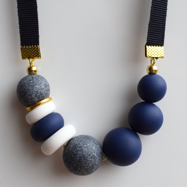 Black & Navy Acrylic Necklace