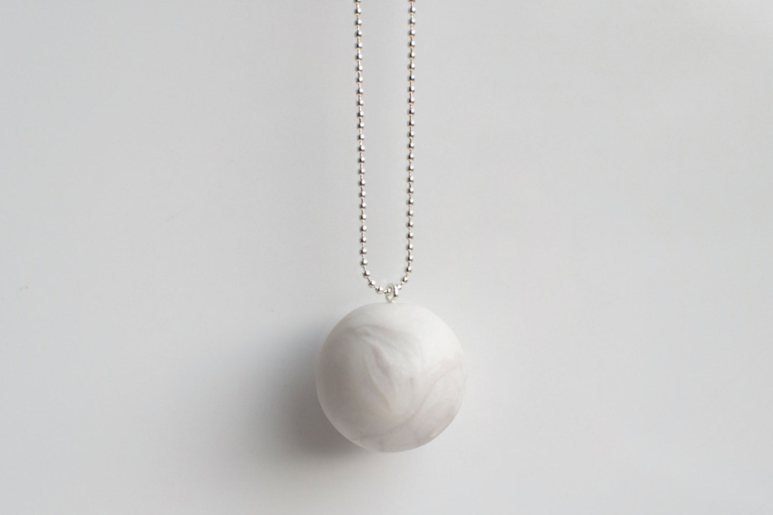 Modern Pendant Necklace White Ball Necklace Polymer Clay Etsy