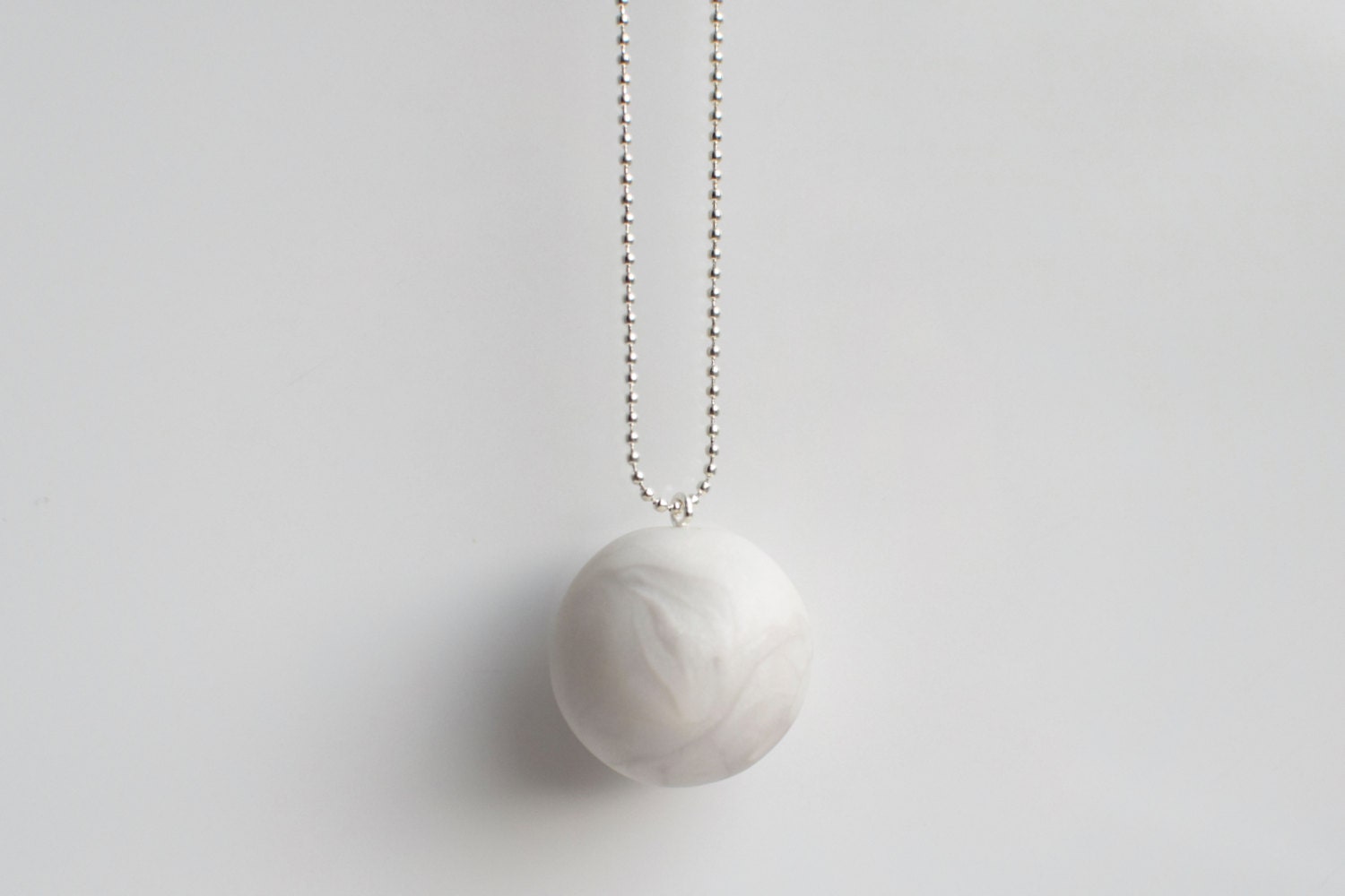 Modern Pendant Necklace White Ball Necklace Polymer Clay Etsy