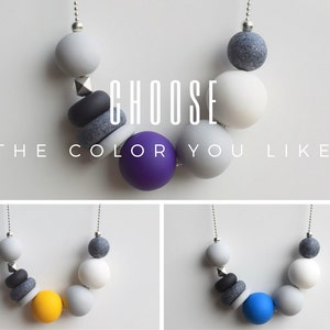 Modern Chunky necklace, Polymer clay necklace, Yellow Beaded necklace, Minimal jewelry, Statement necklace geometric gift