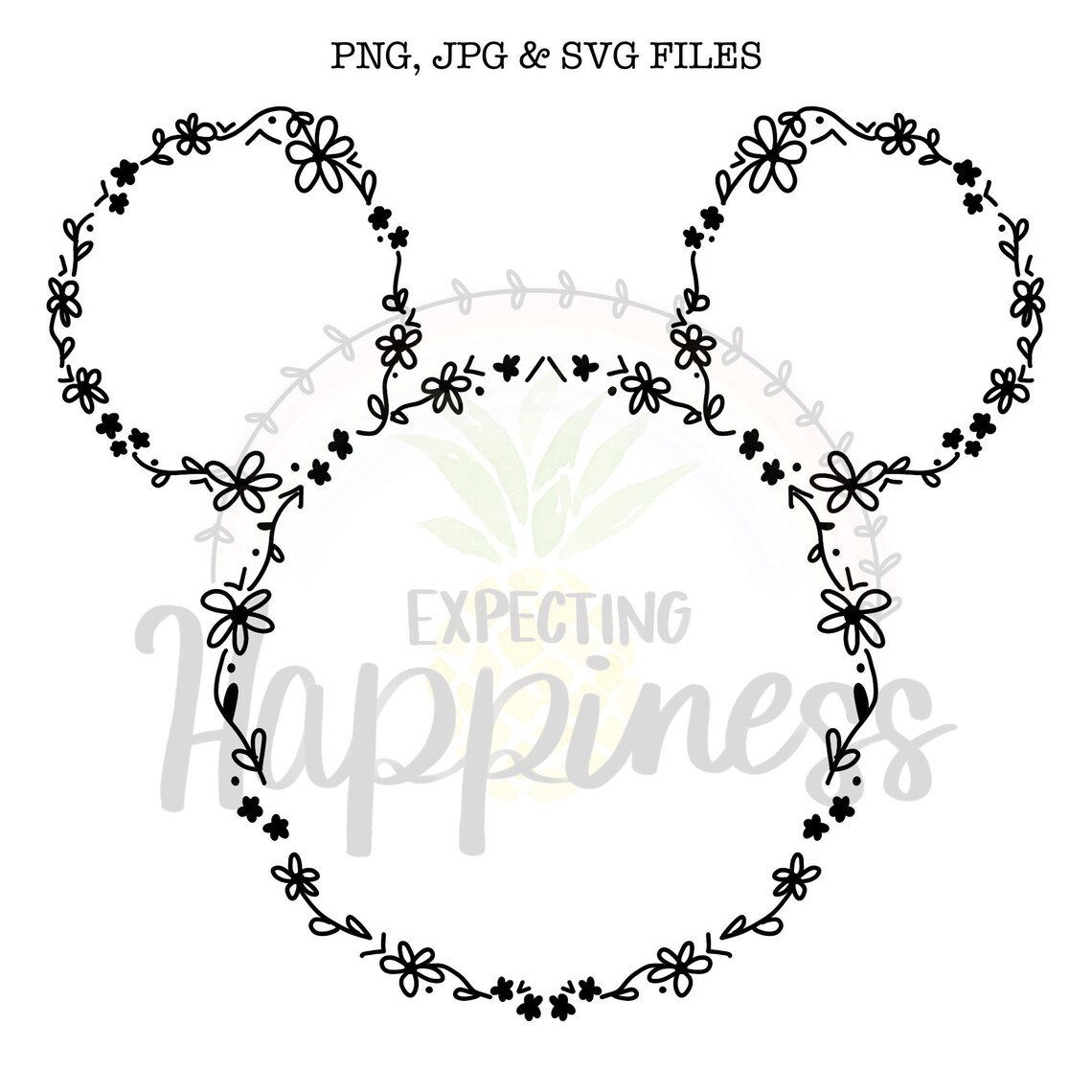 Download Floral Mickey Digital Cut File SVG JPG PNG | Etsy