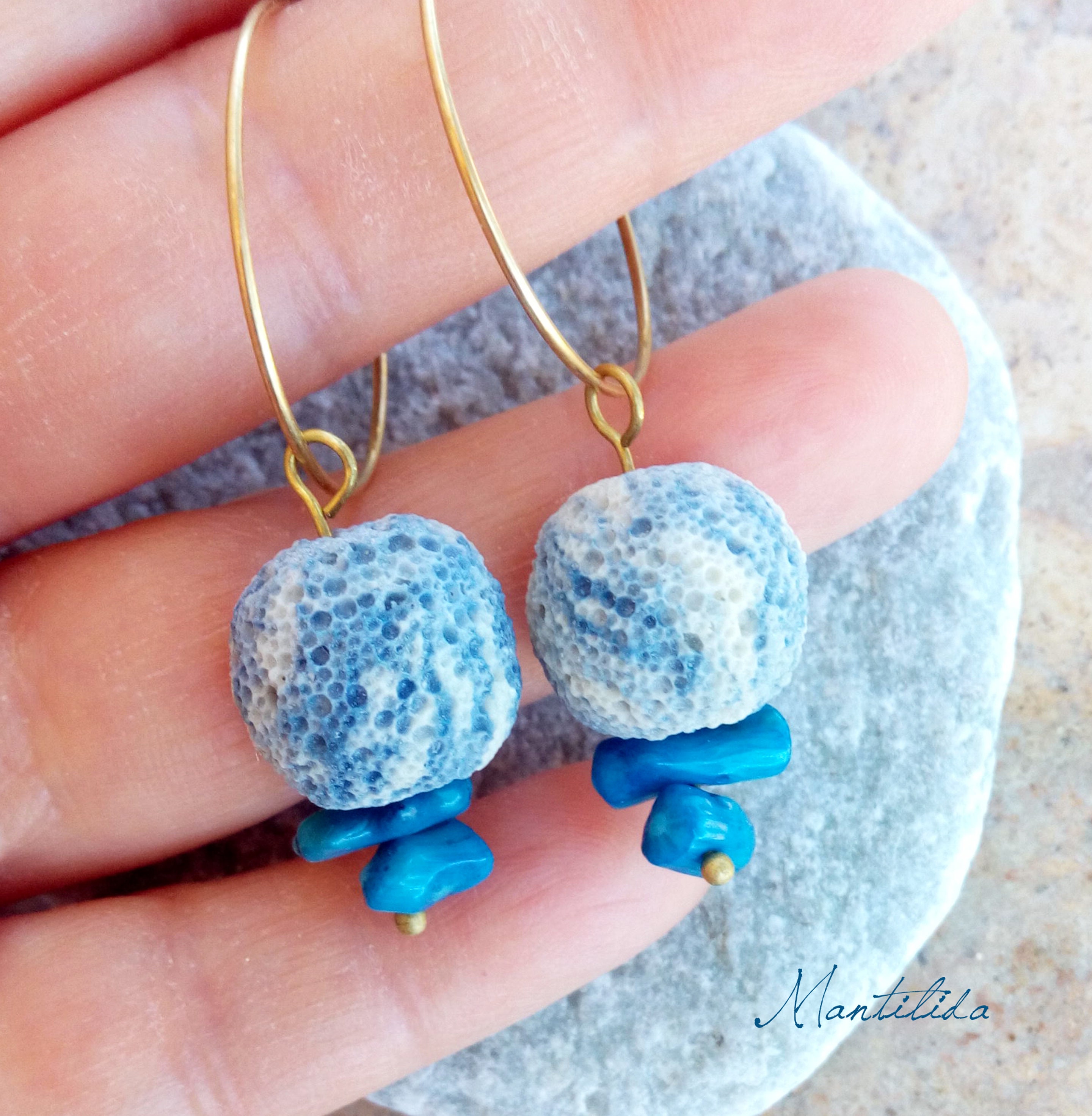 Pendientes De Coral Azul