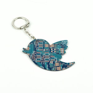 Circuit Board Keychain  Retro Twitter Computer Geek Gifts   Elon Musk  Tech Accessories  Twitter Gifts Software Engineer Gift Socials Gift