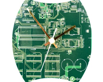 Circuit Board Wall Clock  Tech Accessory  Office Wall Clock  Recycled