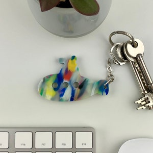 Real Recycled Plastic Bottle Submarine Keychain Cool Keychain Kids Keyring Gift Boat keychain Boat Accessories Recycled Plastic image 5