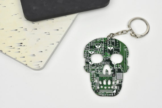 Circuit Board Skull Key Chain Gifts - Etsy