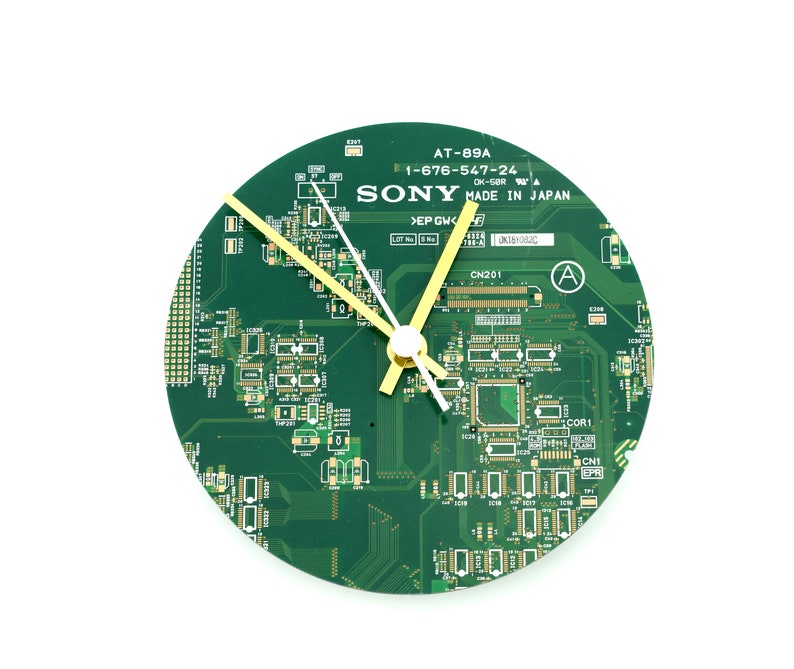 Circuit Board Wall Clock Circular Tech Accessory Office Wall Clock Recycled Fathers Day image 7