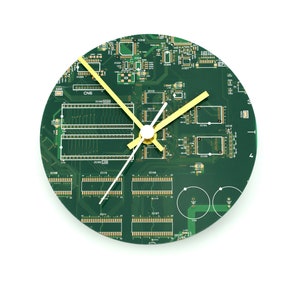 Circuit Board Wall Clock Circular - Tech Accessory - Office Wall Clock - Recycled - Fathers Day
