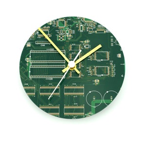 Circuit Board Wall Clock Circular Tech Accessory Office Wall Clock Recycled Fathers Day image 1