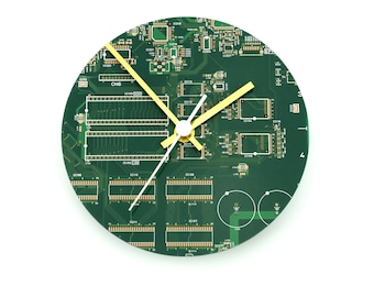 Circuit Board Wall Clock Circular - Tech Accessory - Office Wall Clock - Recycled - Fathers Day