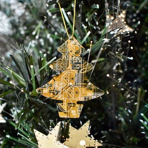 Circuit Board Christmas Tree Decoration Geeky Christmas Gifts Sustainable Gifts Computer Geek Gifts Stocking Fillers Secret Santa Gold