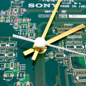 Circuit Board Wall Clock Circular Tech Accessory Office Wall Clock Recycled Fathers Day image 3