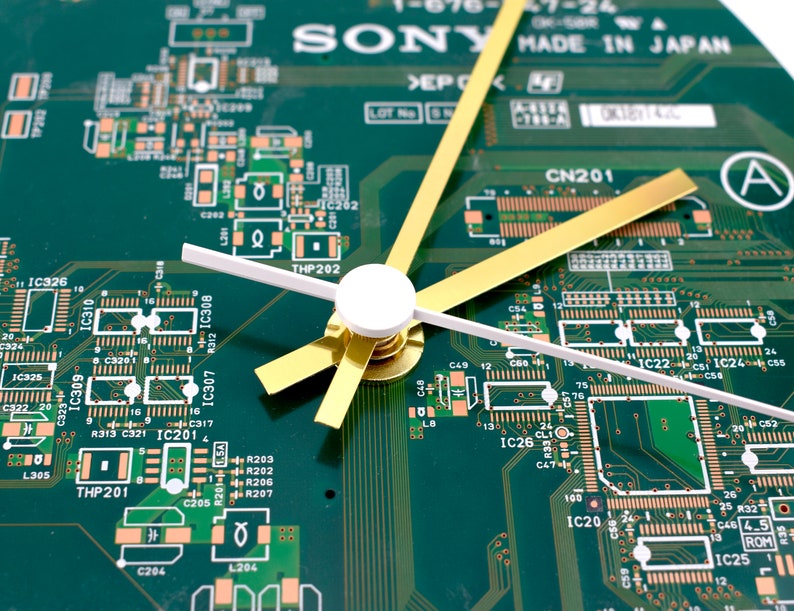 Circuit Board Wall Clock Circular Tech Accessory Office Wall Clock Recycled Fathers Day image 3