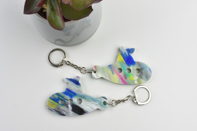 Real Recycled Plastic Bottle Submarine Keychain Cool Keychain Kids Keyring Gift Boat keychain Boat Accessories Recycled Plastic image 6