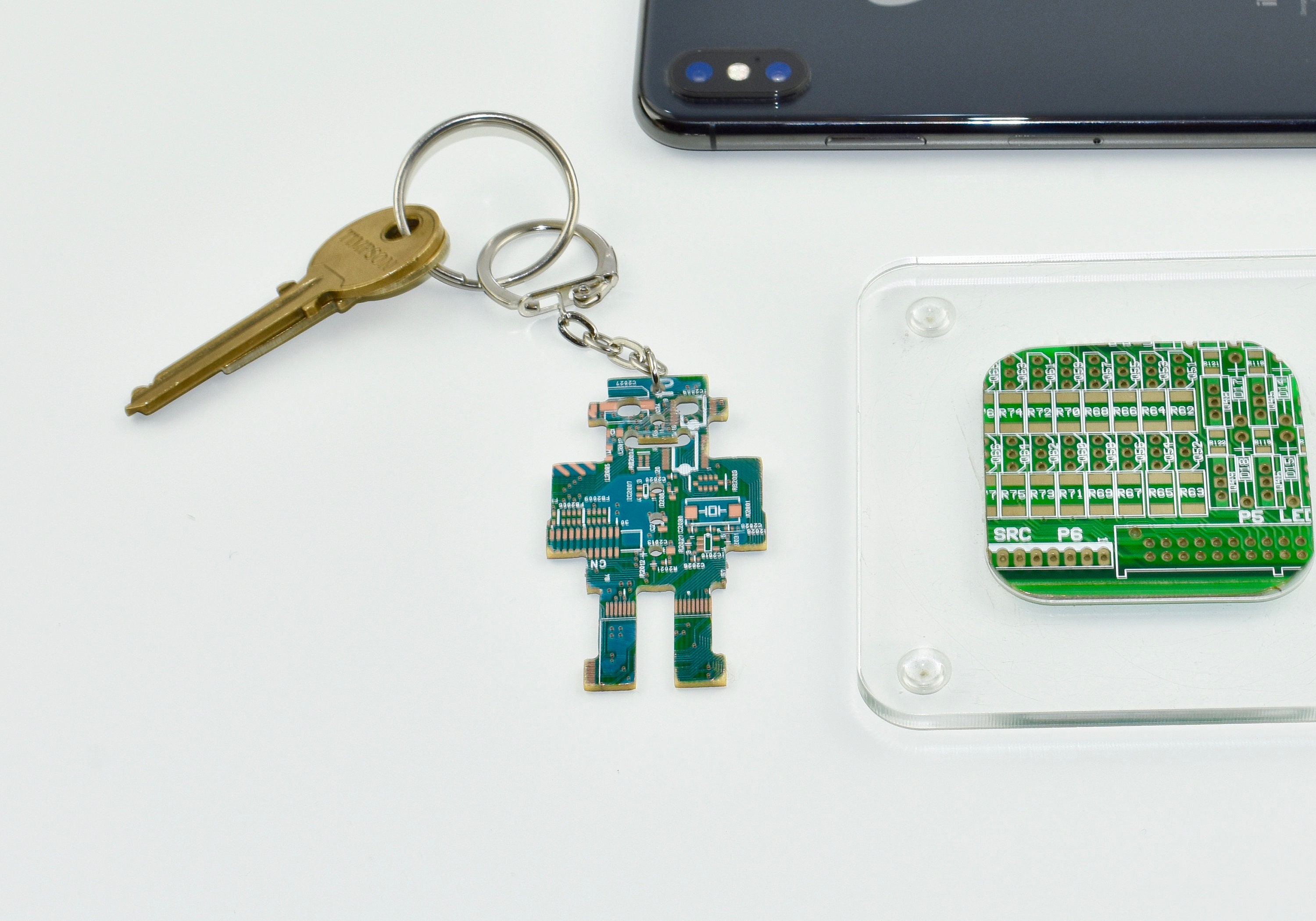 Circuit Board Blue Robot Keychain - Computer Geek Christmas Gift ...