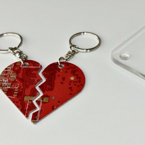 Circuit Board Heart Keyring Set - Secret Valentines Gift  - Geeky Valentines Gift - Tech Accessories - Software Engineer - For Him - For Her