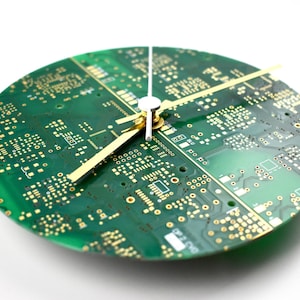 Circuit Board Wall Clock Circular Tech Accessory Office Wall Clock Recycled Fathers Day image 5