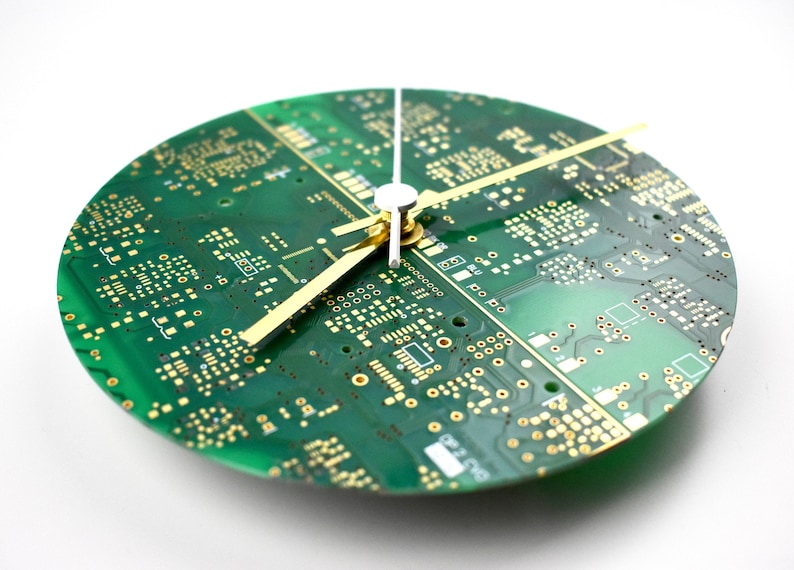 Circuit Board Wall Clock Circular Tech Accessory Office Wall Clock Recycled Fathers Day image 5