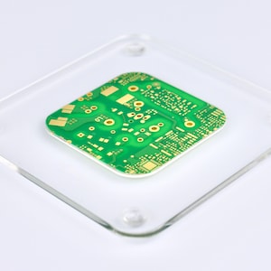 Circuit Board and Clear Acrylic Coaster Individual Geek Gift IT Gifts Tech Accessories Home Decor Interior Design-Contempory image 5