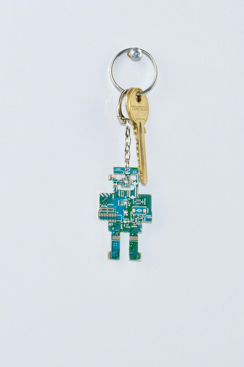 Circuit Board Blue Robot Keychain - Computer Geek Christmas Gift ...