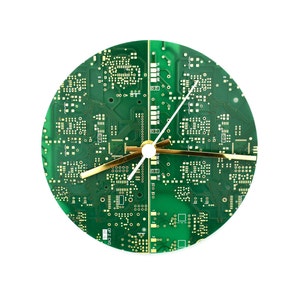 Circuit Board Wall Clock Circular Tech Accessory Office Wall Clock Recycled Fathers Day image 4