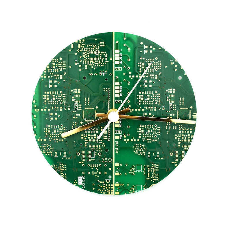 Circuit Board Wall Clock Circular Tech Accessory Office Wall Clock Recycled Fathers Day image 4