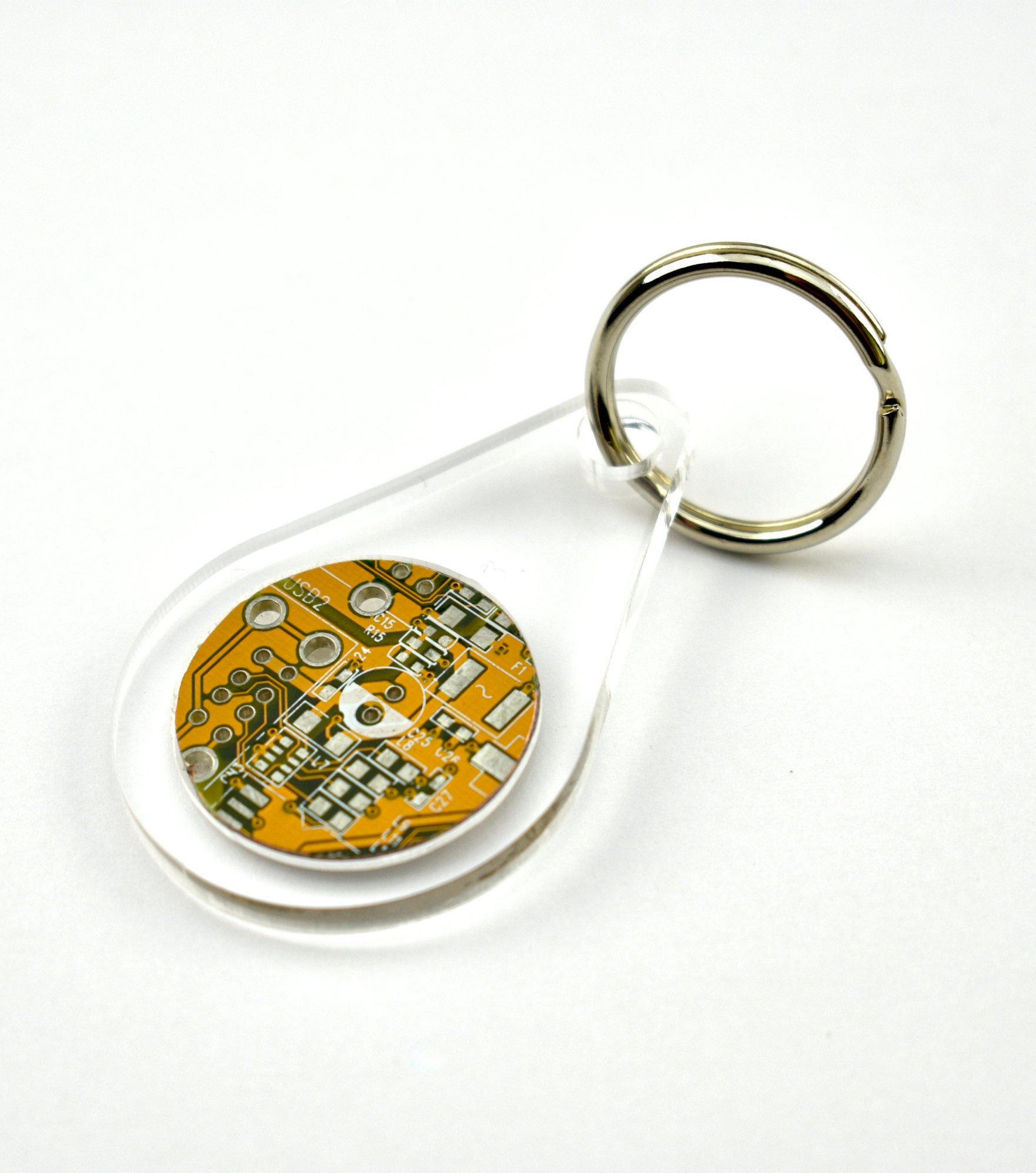 Circuit Board and Clear Acrylic Keyring - Computer Geek Christmas Gift ...