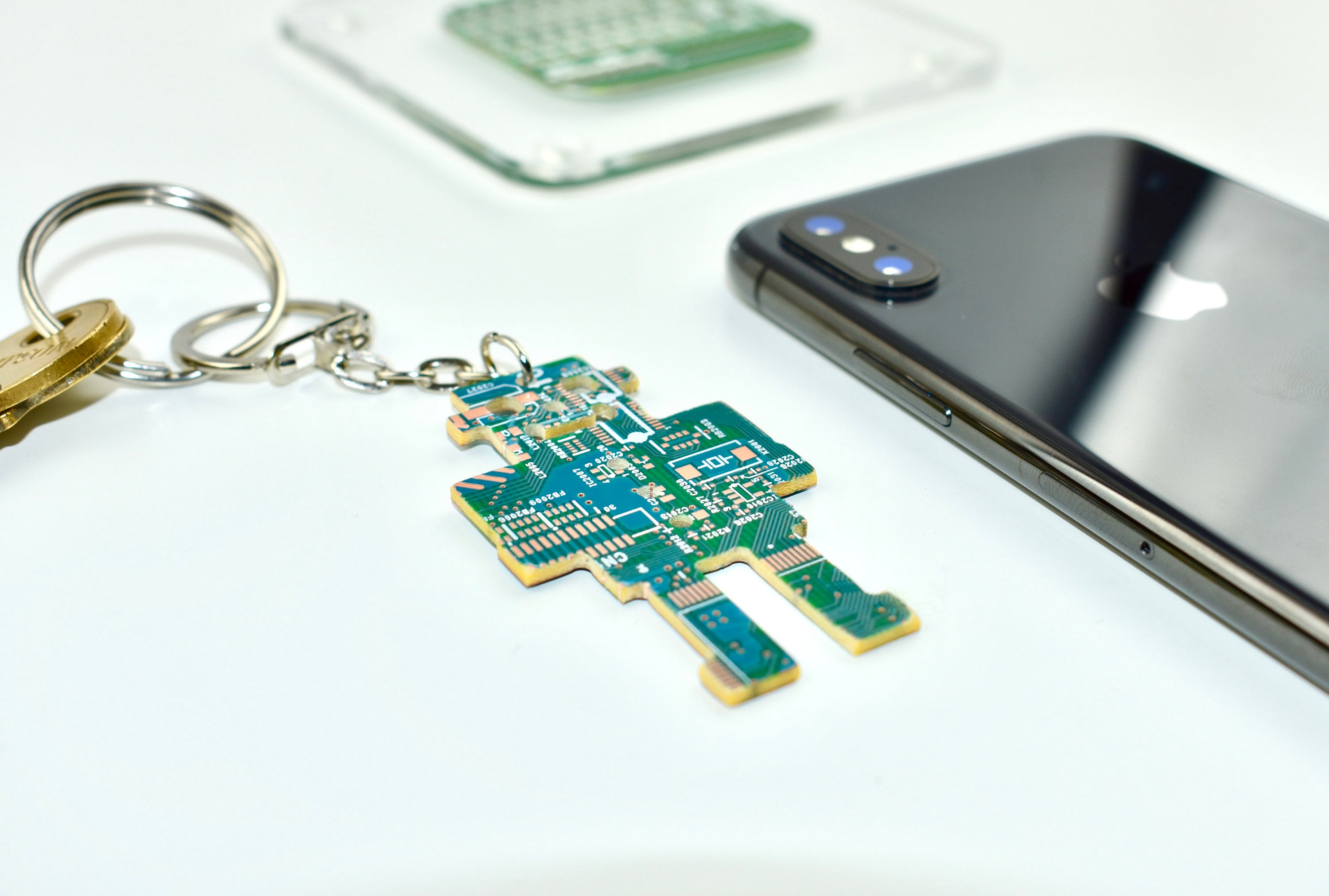Circuit Board Blue Robot Keychain - Computer Geek Christmas Gift ...
