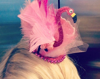 Pink Flamingo Mini Mad Hatter Top Hat 