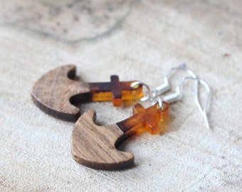 amber novelty earrings perfect mothers day gift funny lesbian jewelry idea Cool anchor resin wood dangle earrings