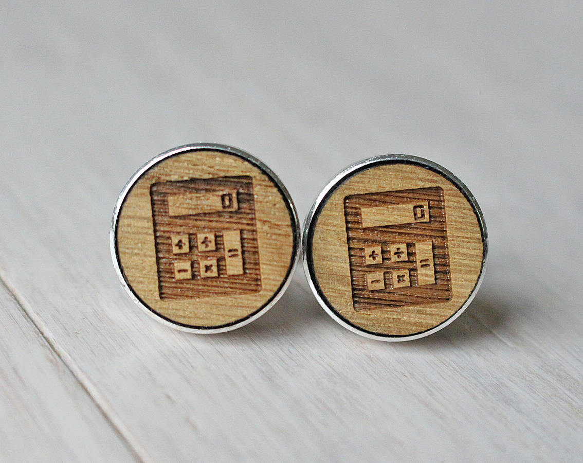 Calculator Laser Cut Wooden Personalized Cufflinks Gift Etsy UK