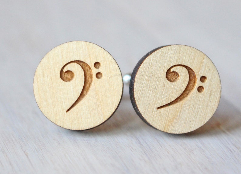 Bass key cufflinks Custom Music Cufflinks Laser Cut Gift Wooden Cufflinks Personalized Cuff Links Best Selling Items Gift for Fathers Day image 5