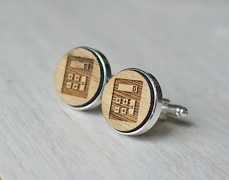 Calculator Laser Cut Wooden Personalized Cufflinks Gift Etsy