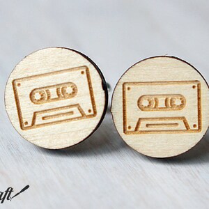 Cassette tape custom wood cufflinks, Personalized laser cut record player gifts, Best selling items for father of the bride for fathers day image 6