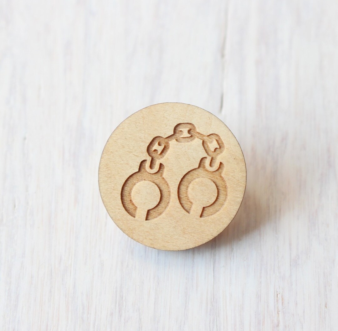 Police Handcuffs Laser Engraved and Cut Wooden Pin, Police Officer