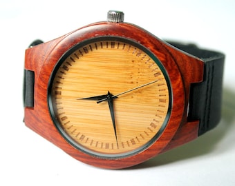Wood Watch, Red Sandal Wood Watch, Wooden Watch,  Anniversary Gift, Watch, Groom Gift, Weddings, Mens Wooden Watches,  Personalized Watch