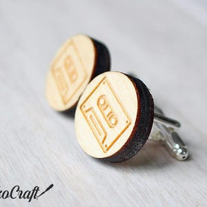 Cassette tape custom wood cufflinks, Personalized laser cut record player gifts, Best selling items for father of the bride for fathers day image 8