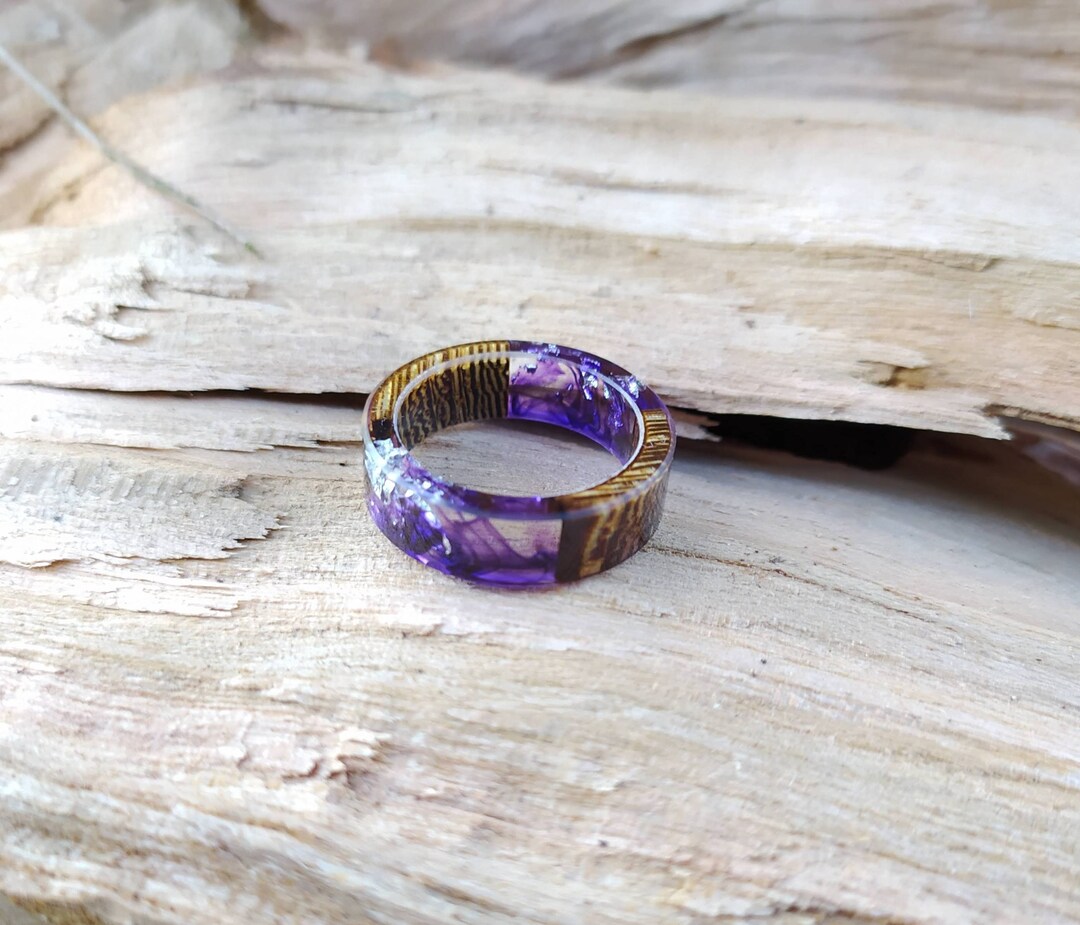 Epoxy Resin Wood Ring, Promise Engagement Gift, Mens Women Lesbian