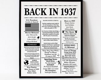 Back in 1937 Birthday Poster - Etsy