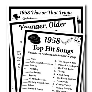 1959 Birthday Trivia Game 1959 Birthday Parties Games Etsy