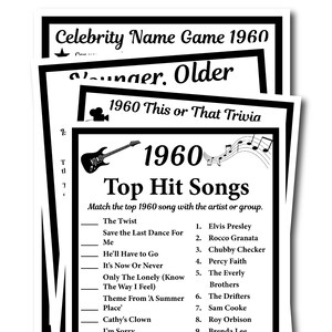 1958 Birthday Trivia Game 1958 Birthday Parties Games Etsy