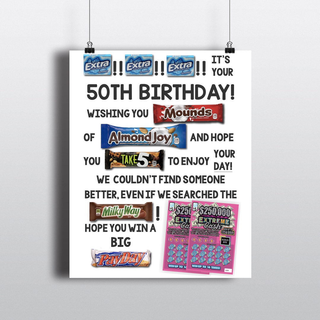 50th Birthday PRINTABLE Candy Poster Birthday Candy Sign 50th Birthday 50th-birthday-printable-candy-poster-birthday-candy-sign-50th-birthday